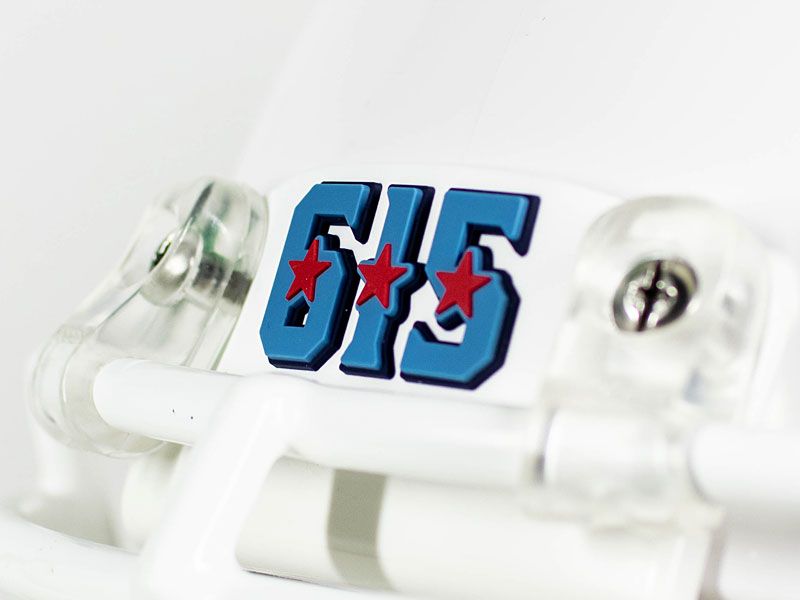 blue and red 615 3d back name decal on white football helmet