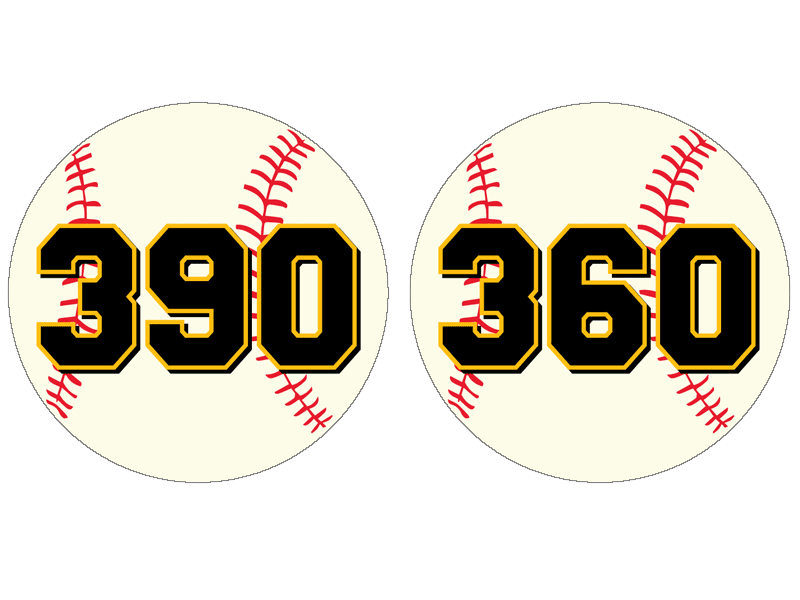 390' and 360' baseball fence distance markers