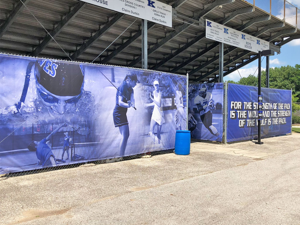 mesh fence banners with student photos worthington kilbourne