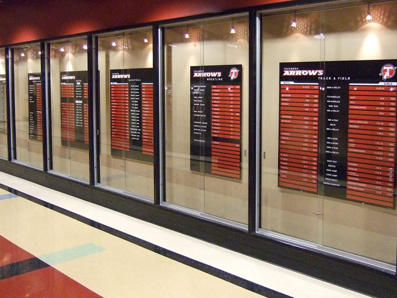 university high school baseball record board