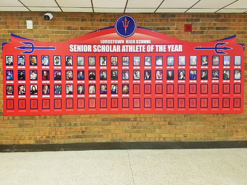 student scholar athlete photo board