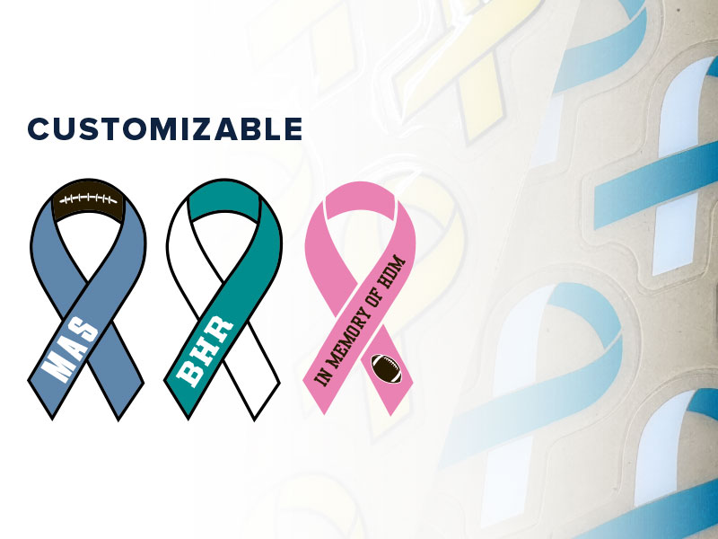 Personalized football helmet ribbons