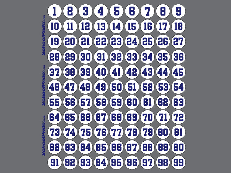 punch out numbers sheet in blue on white background