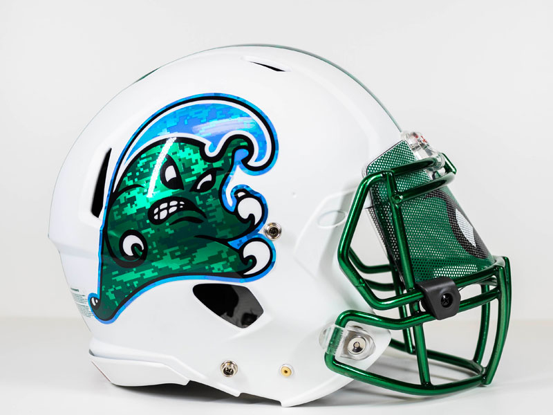 tulane football helmet oversized decal in chrome