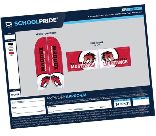 schoolpride® teardrop flag artwork proof