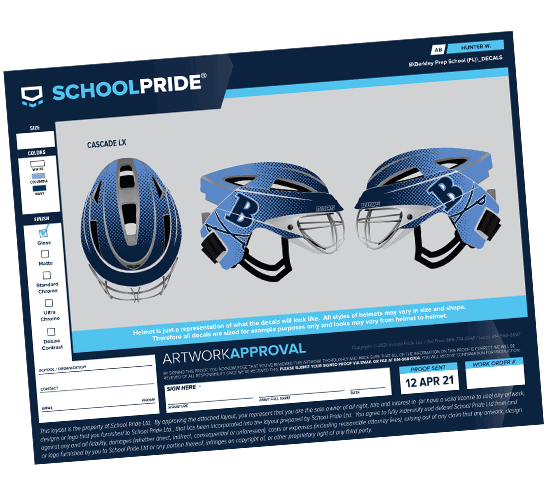 schoolpride® cascade lx lacrosse decal artwork proof