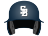 blue batting helmet with SB decal in white