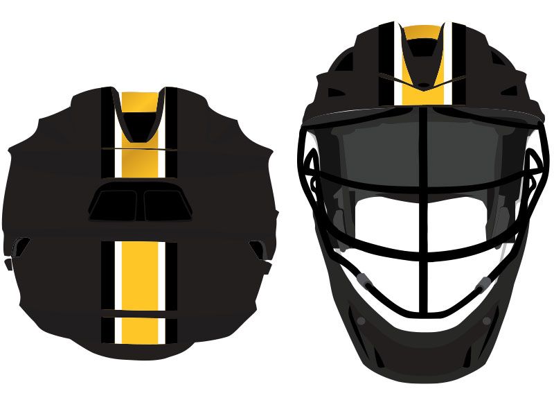white yellow wide lacrosse helmet stripe black helmet
