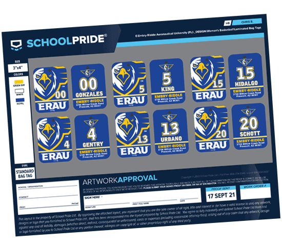 schoolpride® bag tag artwork proof