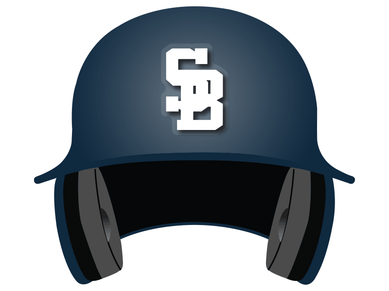 blue batting helmet with SB decal in white