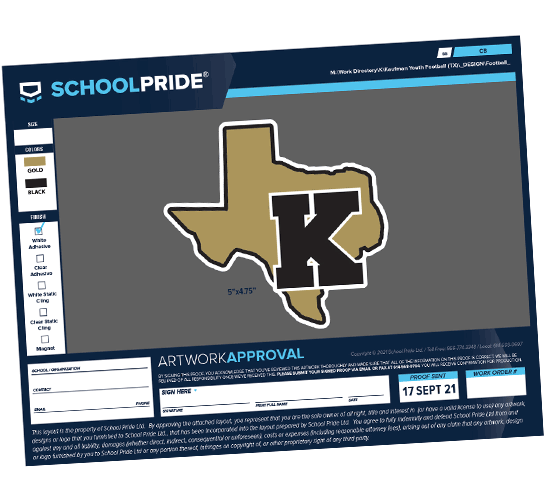 schoolpride® k texas car magnet artwork proof