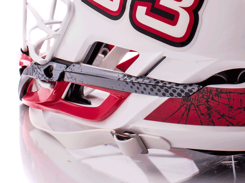 gray black dots jaw decals on white cascade s helmet