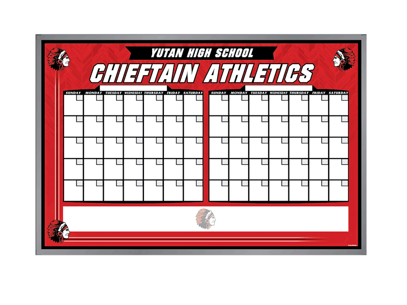 chieftain athletics 2 month calendar board