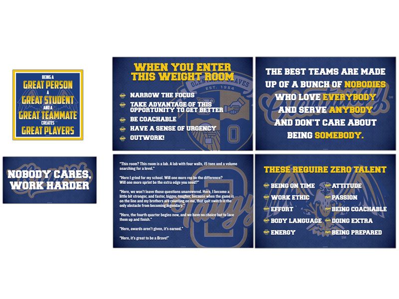 team motivational signs with ghosted logo