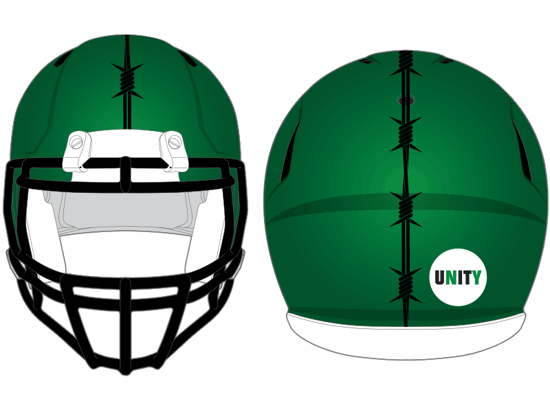 barbed wire stripe on green football helmet