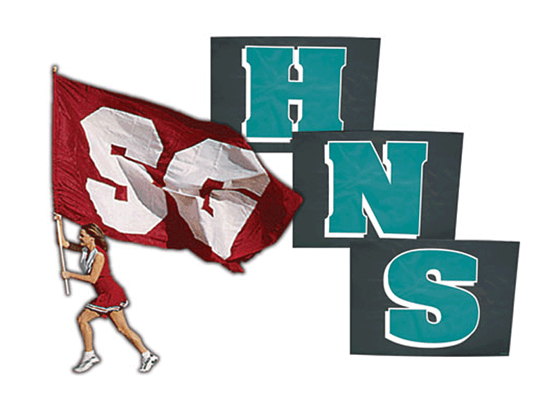 SG field runner flag with cheerleader