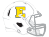 Yellow E decal on white football helmet euclid high school