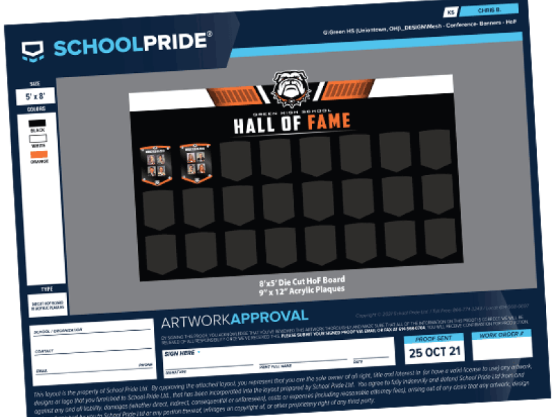 schoolpride® hall of fame artwork proof