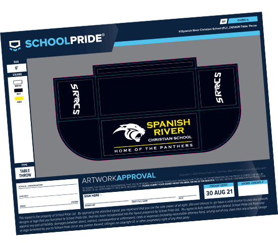 schoolpride® table throw layout