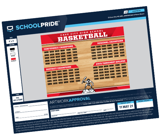 schoolpride® add a name board artwork proof