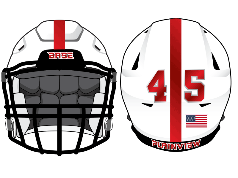 thin red chrome stripe on white football helmet