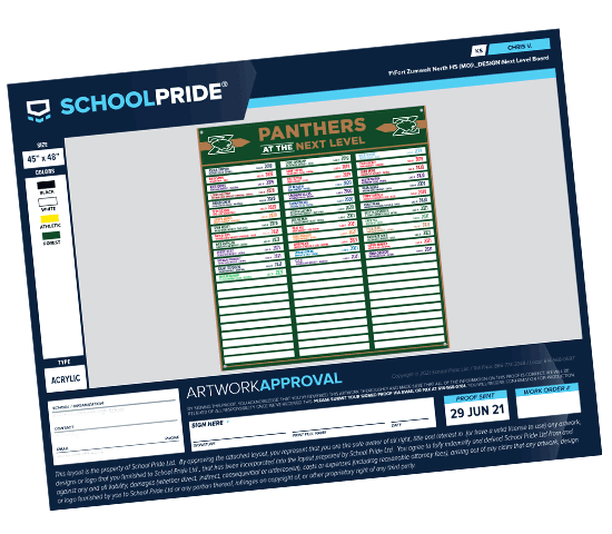 schoolpride® next level college board artwork proof