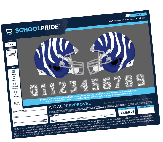 oversized white bengal stripes football helmet decals on purple helmet