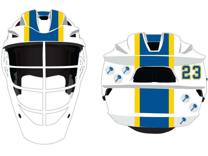 blue yellow wide lacrosse helmet stripe