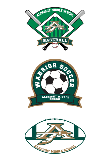 albright middle school baseball soccer and football window stickers