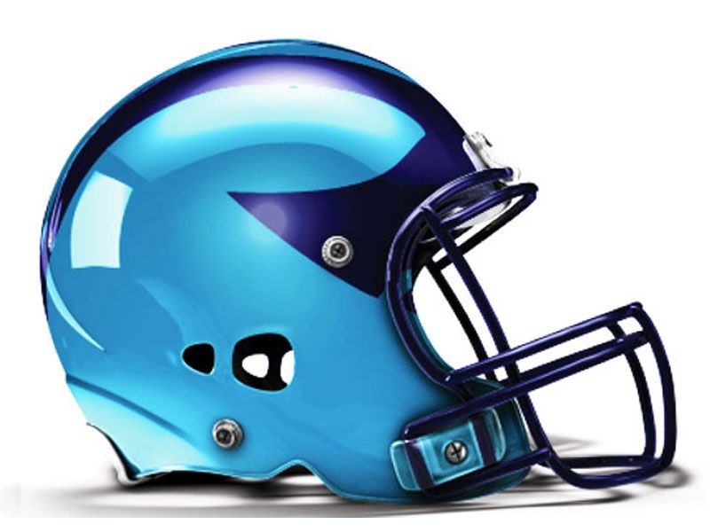 dark blue michigan wing decals on light blue helmet