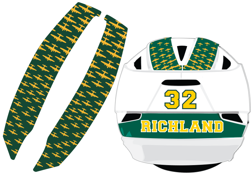 green yellow airplane custom mohawk decals white lacrosse helmet