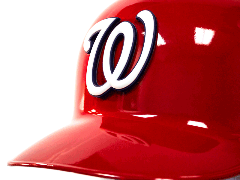 red and blue W 3d batting helmet decal